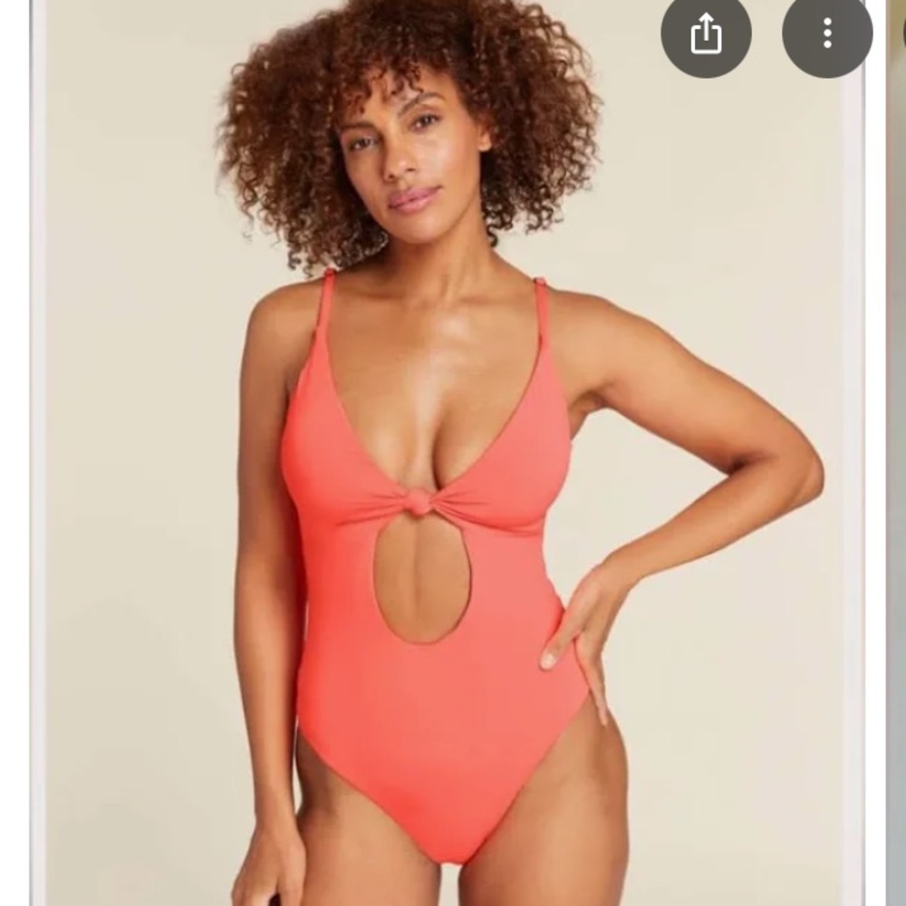 Andie Swim The Santorini One Piece Neon Coral Eco Nylon Size Medium